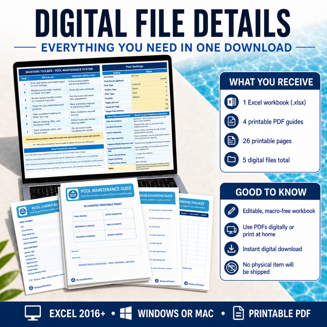 Digital file details for the Complete Pool Owner System